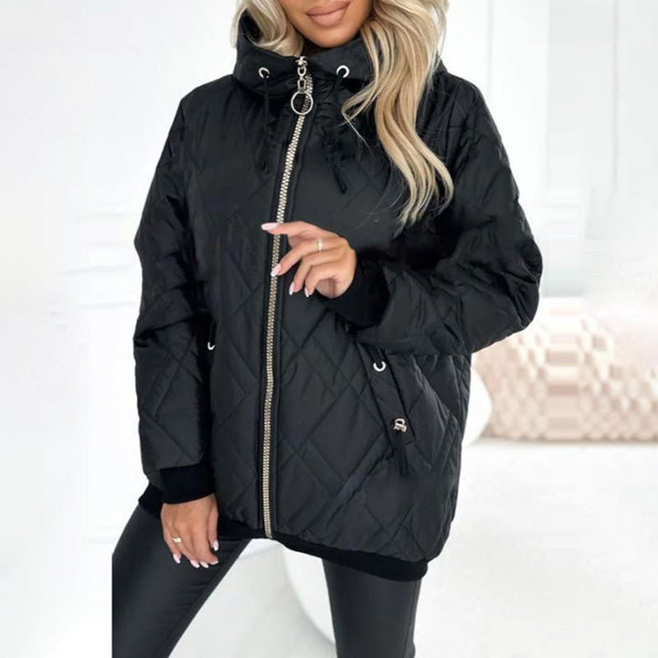 Women's Insulated Jacket – Hooded High Collar Hip Length Winter Coat