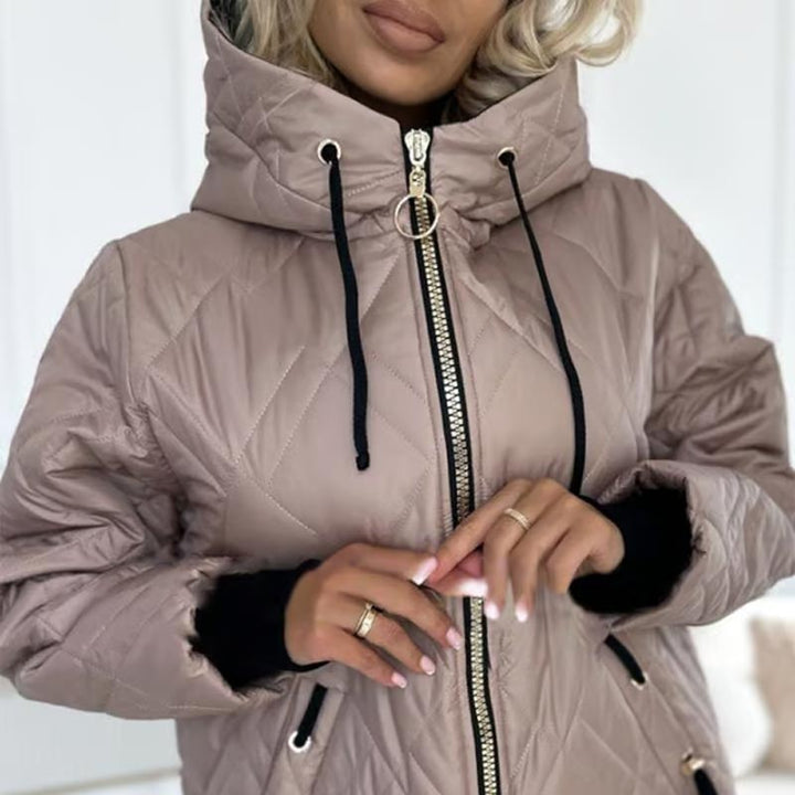 Women's Insulated Jacket – Hooded High Collar Hip Length Winter Coat
