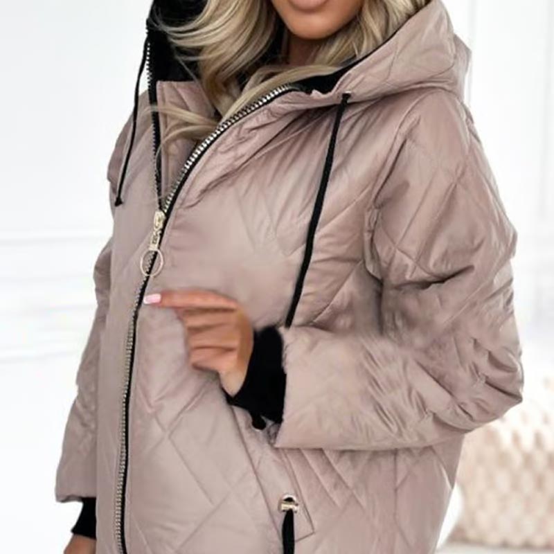 Women's Insulated Jacket – Hooded High Collar Hip Length Winter Coat