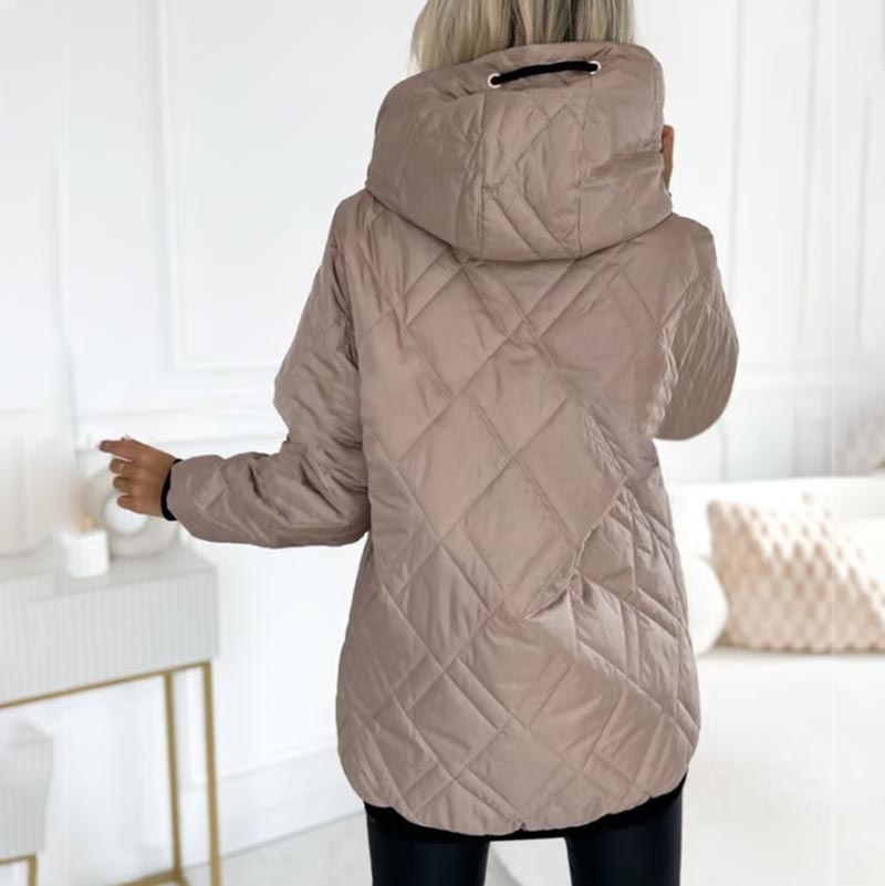 Women's Insulated Jacket – Hooded High Collar Hip Length Winter Coat