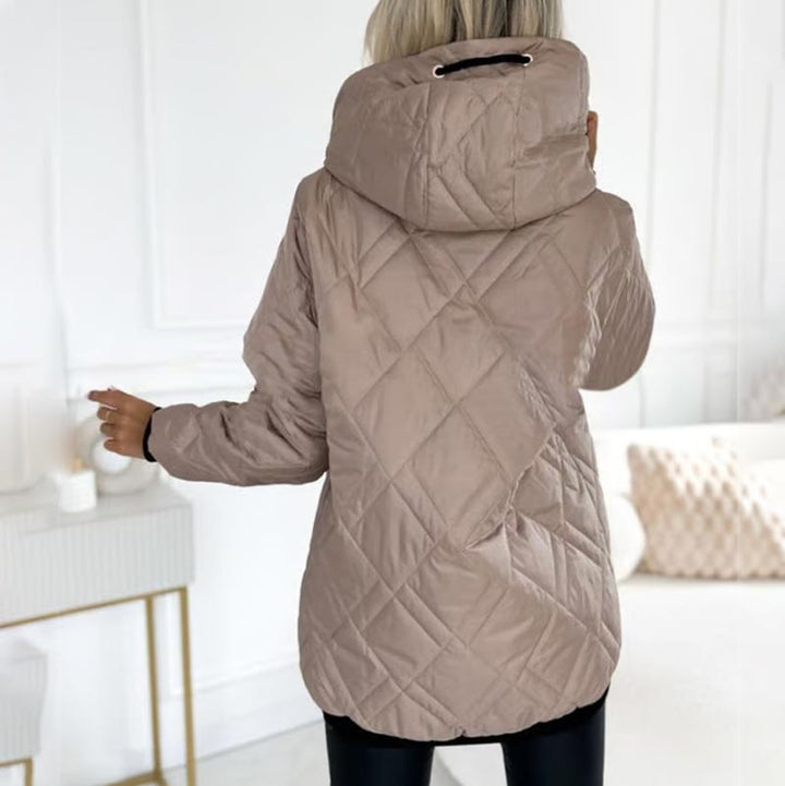 Women's Insulated Jacket – Hooded High Collar Hip Length Winter Coat