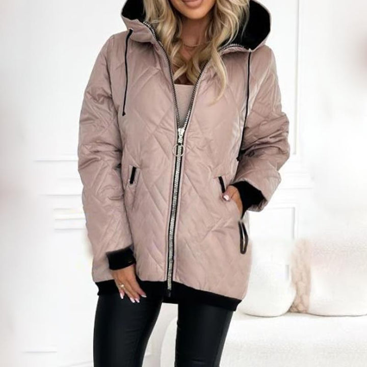 Women's Insulated Jacket – Hooded High Collar Hip Length Winter Coat