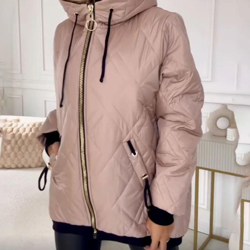 Women's Insulated Jacket – Hooded High Collar Hip Length Winter Coat