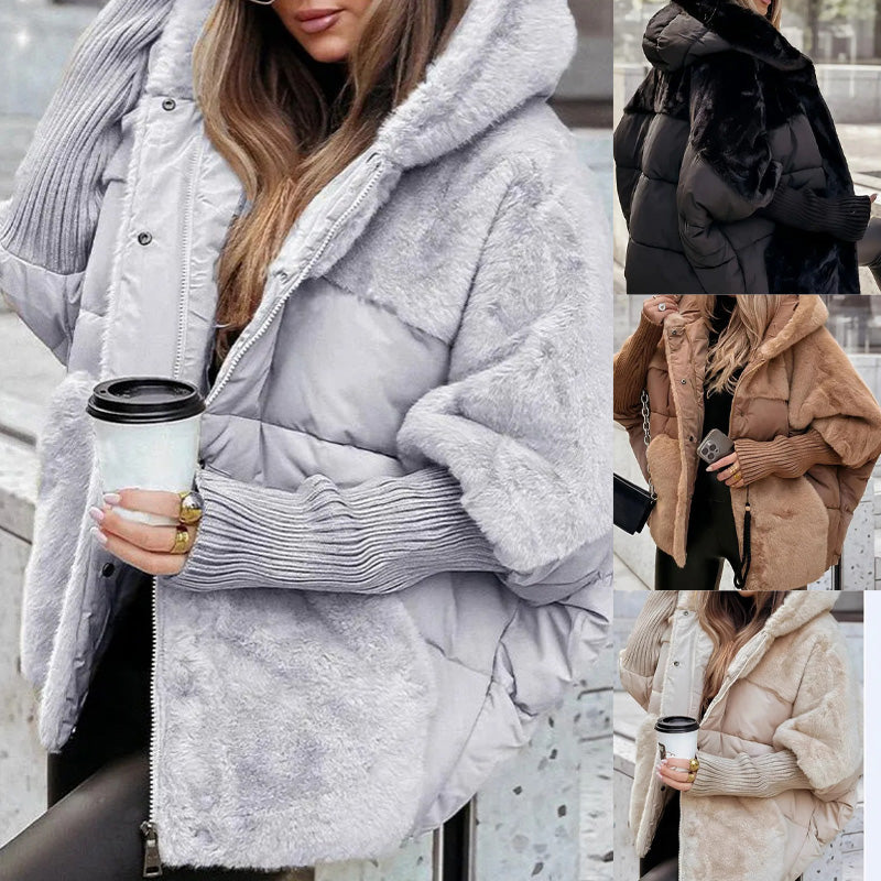 Women's Oversized Hooded Jacket – Soft Lightweight Padded Winter Coat