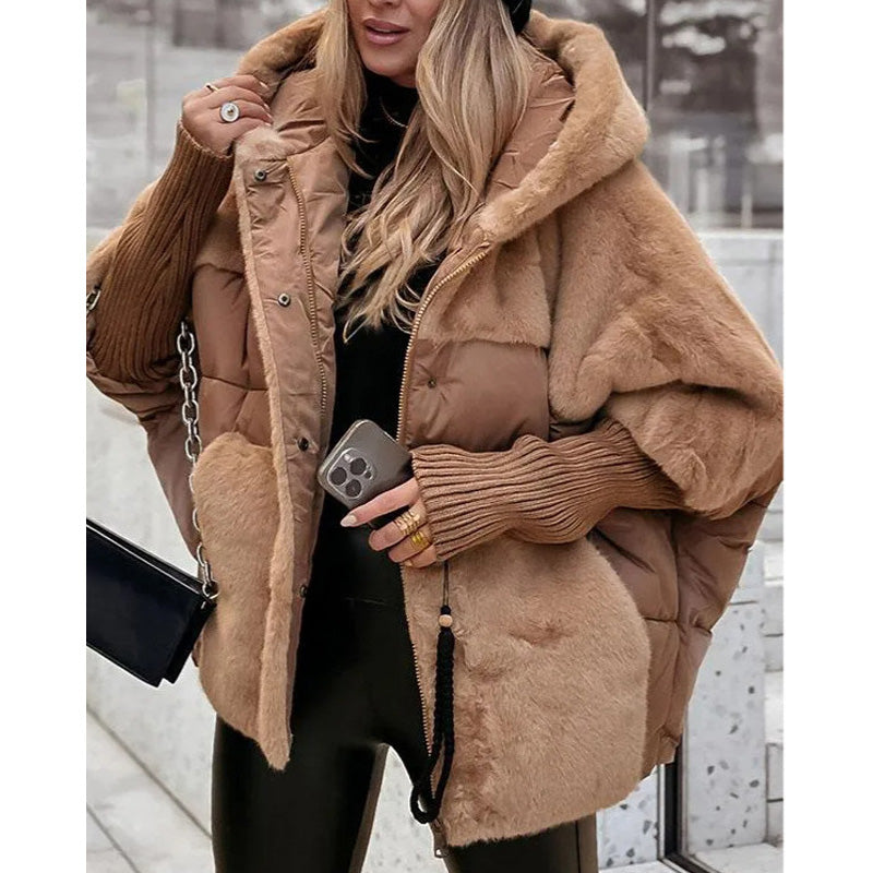 Women's Oversized Hooded Jacket – Soft Lightweight Padded Winter Coat