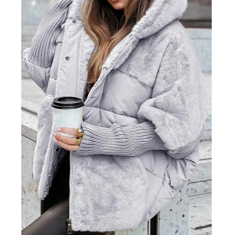 Women's Oversized Hooded Jacket – Soft Lightweight Padded Winter Coat
