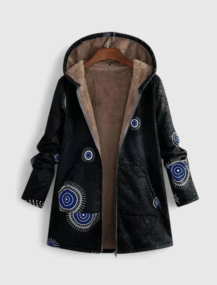 Women's Printed Parka – Mandala Pattern Hooded Winter Coat